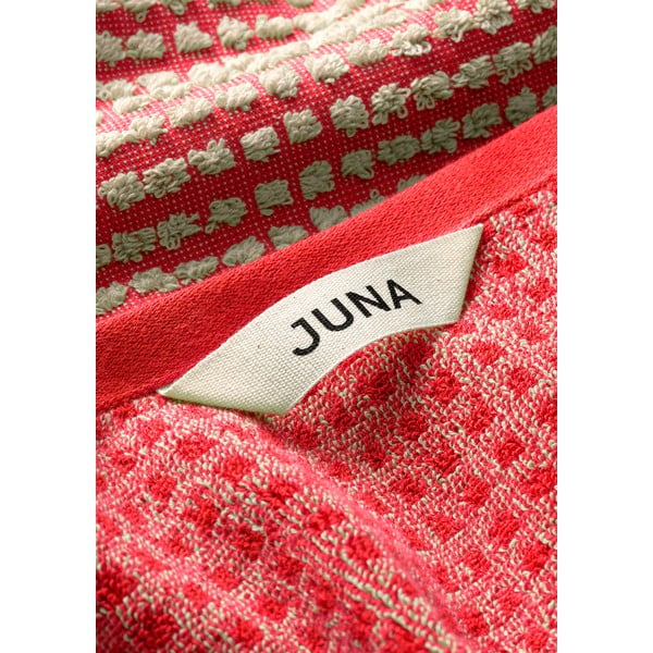 Asciugamano rosso in spugna di cotone biologico 50x100 cm Check - JUNA-image-4