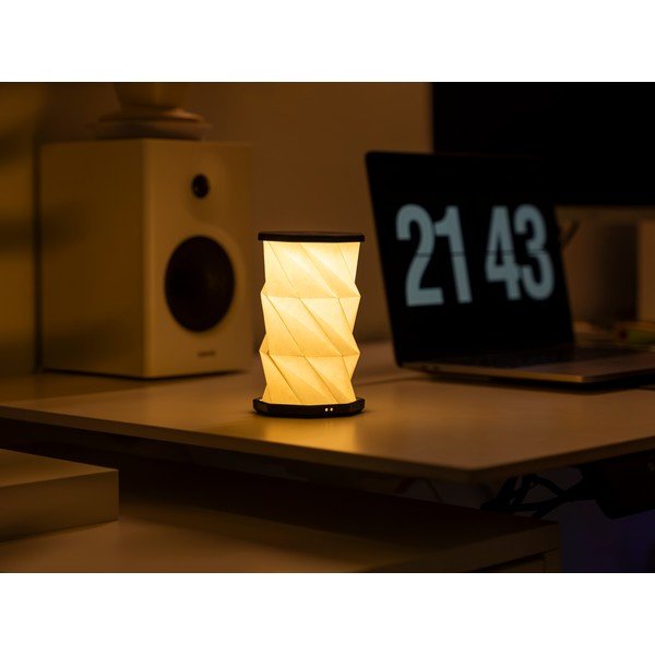Decorazione luminosa bianca/nera con ricarica USB portatile ø 8 cm Twist – Gingko-image-1