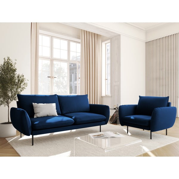 Divano in velluto blu 160 cm Vienna - Cosmopolitan Design-image-1