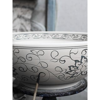 Lavabo rotondo bianco/blu in ceramica ø 41 cm Priori – Sapho