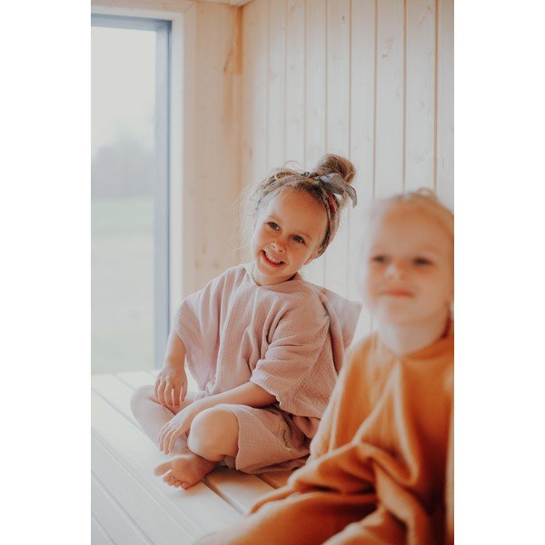 Poncho per neonati in mussola rosa taglia M - Malomi Kids-image-3