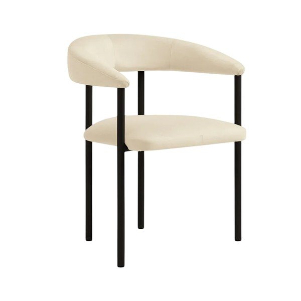 Sedia da pranzo nera/color crema imbottito con braccioli Lea – Micadoni 