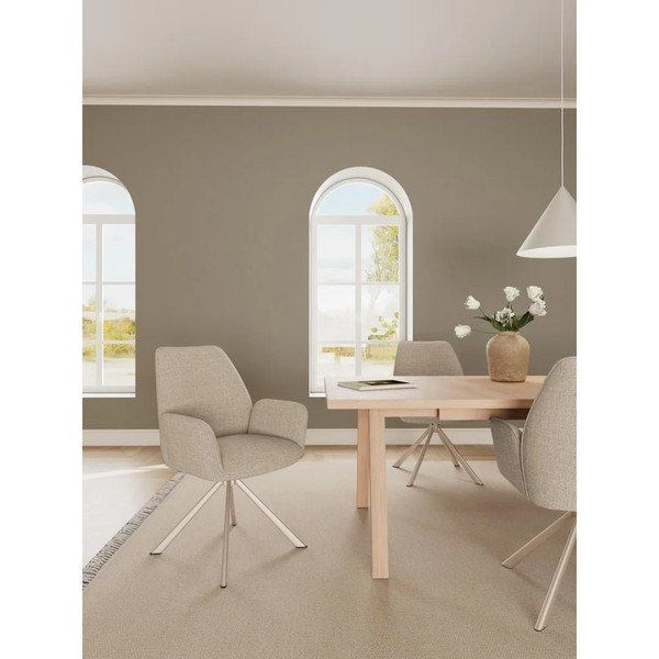 Set di sedie da pranzo beige imbottito con braccioli/girevole 2 pz Glenda – Actona-image-1