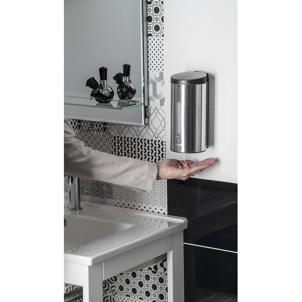 Dosatore di sapone touchless in acciaio inox argento opaco 650 ml - Sapho-image-1