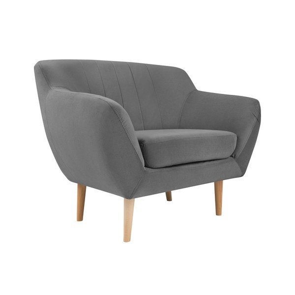 Poltrona in velluto grigio Sardaigne - Mazzini Sofas-image-2
