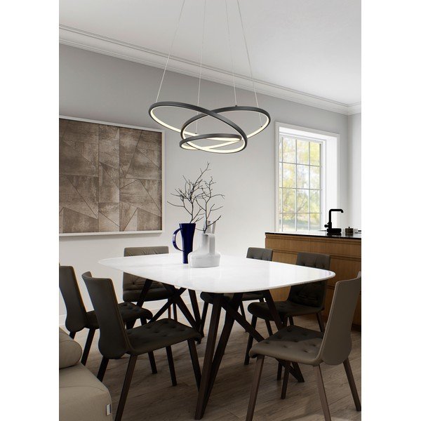 Lampadario dimmerabile LED nero opaco Darvin - Trio-image-1