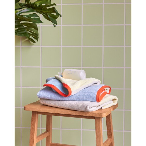 Asciugamano azzurro in spugna di cotone 70x140 cm Block - Hübsch-image-3