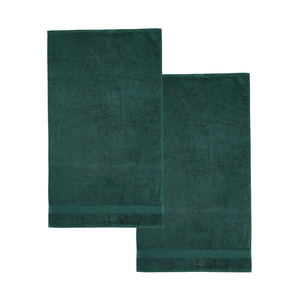 Set di asciugamani tipo terry verde scuro in cotone 2 pz 90x140 cm Anti-Bacterial – Catherine Lansfield