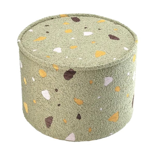 Pouf per bambini verde con rivestimento in bouclé e ciniglia Terrazzo – Wigiwama