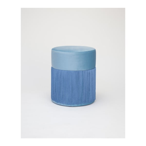 Pouf blu con rivestimento in velluto, ø 36 cm - Velvet Atelier