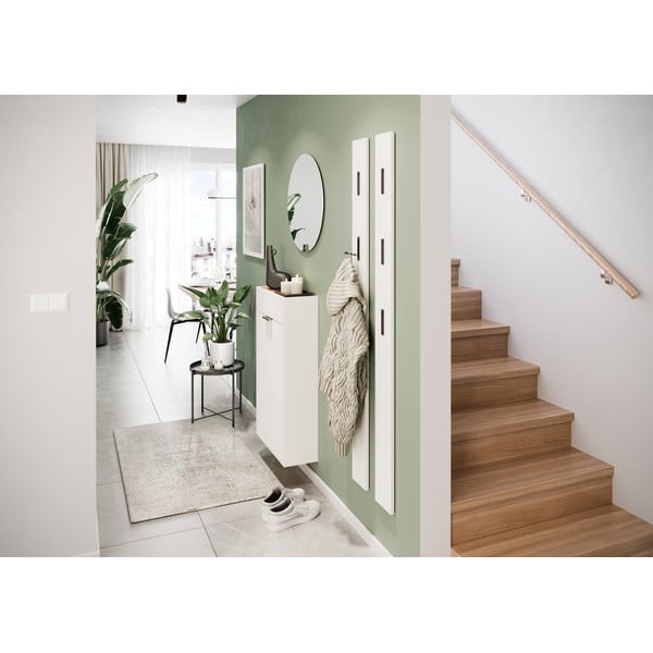 Armadietto bianco con effetto rovere 56x97x22 cm Ameca – Germania-image-1