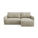 Divano angolare beige allungabile/con contenitore (con penisola a destra/con chaise lounge) con rivestimento in ciniglia Lilo – Makamii