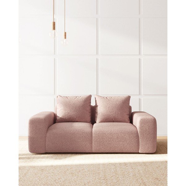Divano bouclé rosa chiaro 212 cm Feiro - MESONICA-image-1