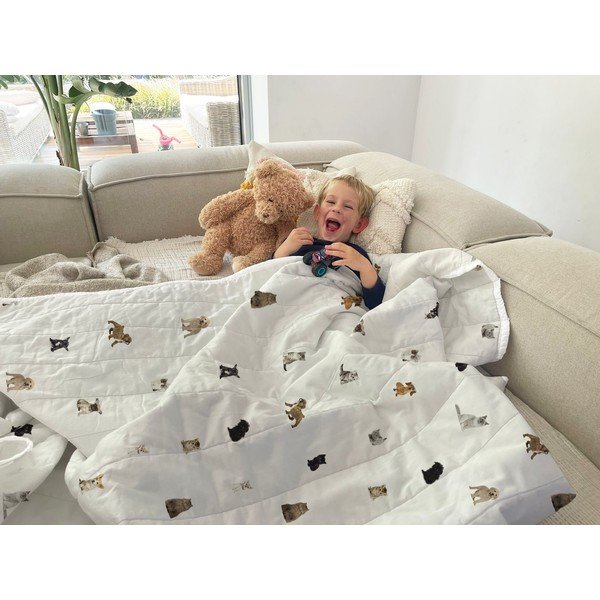 Set con coperta e federa bianco in raso di cotone trapuntato 140x200 cm The Cutest Ones – Butter Kings-image-1