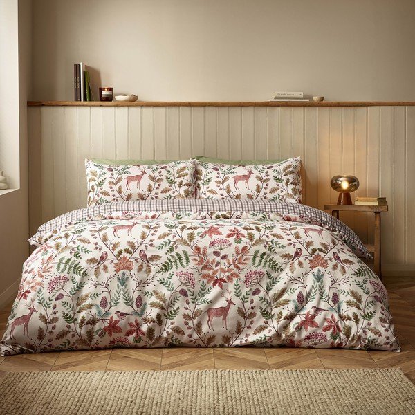 Set copripiumino e federa color crema per letto matrimoniale 200x200 cm Woodland Stag – Catherine Lansfield-image-1