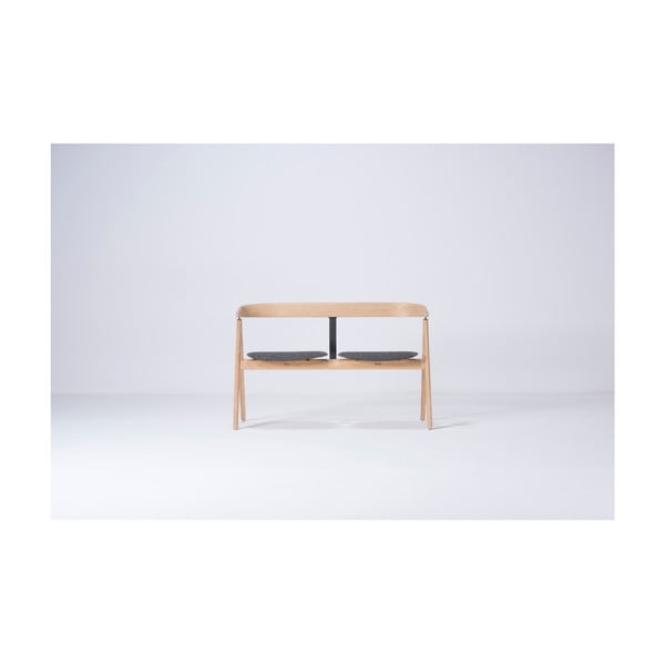 Panchina in legno di quercia con seduta grigia Ava - Gazzda-image-4