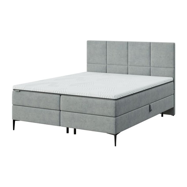 Letto boxspring grigio con spazio contenitivo 180x200 cm Bufo – MESONICA