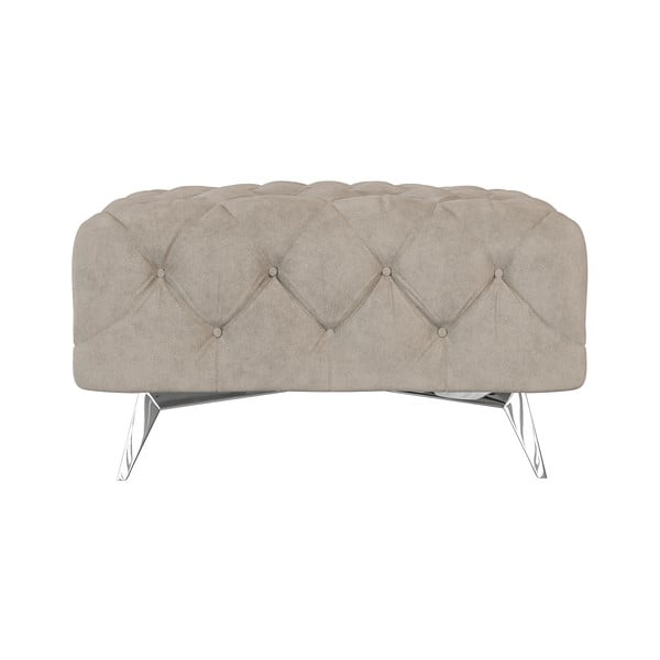 Poggiapiedi greige con rivestimento in velluto Chelsea – Ropez