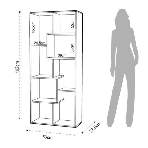 Libreria bianca con bordo in legno 69x160 cm Random Andrea - Tomasucci-image-4