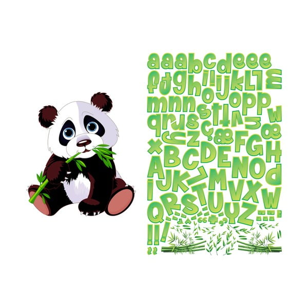 Set di adesivi murali con panda e lettere Bamboo - Ambiance-image-2