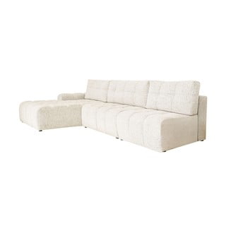 Divano angolare componibile color crema allungabile/con contenitore (con penisola a sinistra) Lulu – Miuform
