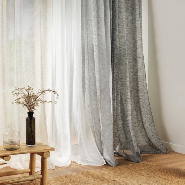 Tenda sottile avorio in voile 140x240 cm Carlin – douceur d'intérieur-image-1