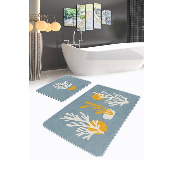 Tappetini da bagno blu in set da 2 100x60 cm - Minimalist Home World-image-3