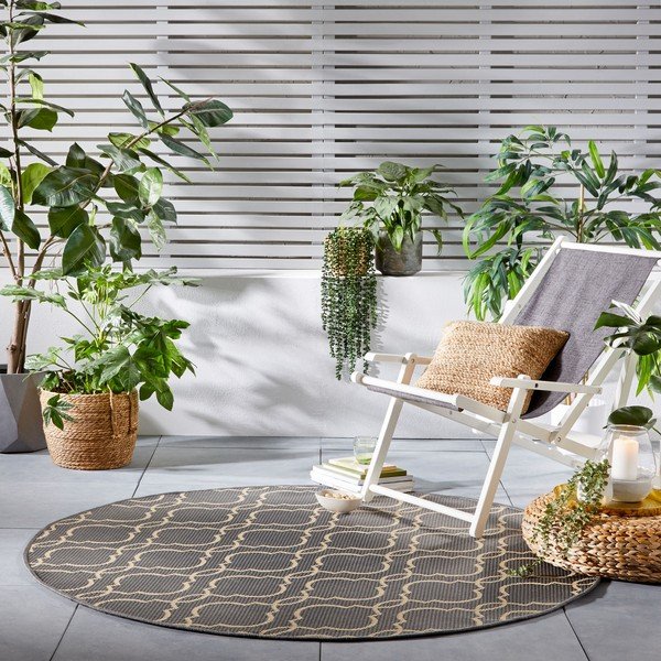 Tappeto rotondo per esterni grigio/beige ø 160 cm Milan - Flair Rugs-image-1