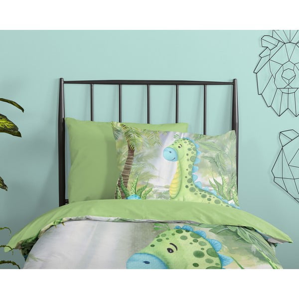 Set copripiumino e federa da bambini verde in cotone per letto singolo ed esteso 140x220 cm Dani – Good Morning-image-2