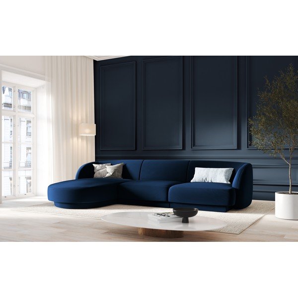 Divano angolare in velluto blu (angolo sinistro) Miley - Micadoni Home-image-4