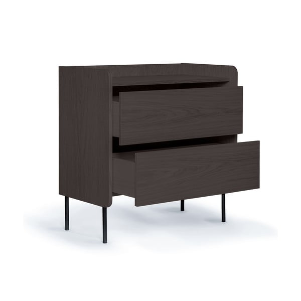 Cassettiera alta nera in rovere 80x82 cm Wrap - Bonami Selection-image-3