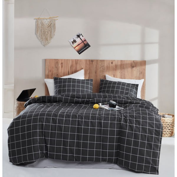 Biancheria da letto matrimoniale in cotone nero esteso 200x220 cm Piga - Mijolnir-image-1