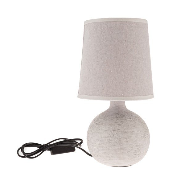 Lampada da tavolo grigio chiaro in ceramica con paralume in tessuto (altezza totale 29 cm) Bianca – Dakls-image-1