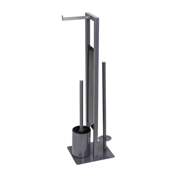 Porta carta igienica grigio con scopino Rivalta - Wenko-image-3