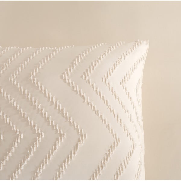 Set lenzuola letto una piazza e mezza in microfibra crema 140x220 cm Pure Zigzag - Good Morning-image-2
