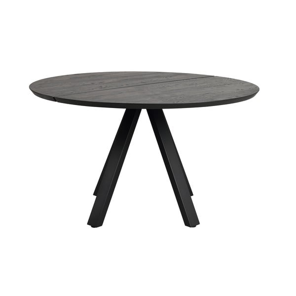 Tavolo da pranzo rotondo nero con piano in rovere ø 130 cm Carradale - Rowico-image-2