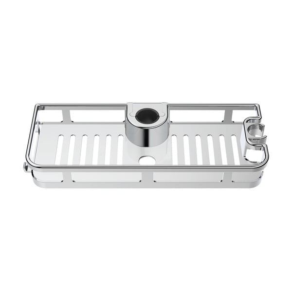 Mensola autoportante in plastica per bagno in argento lucido Libertà - Wenko-image-1