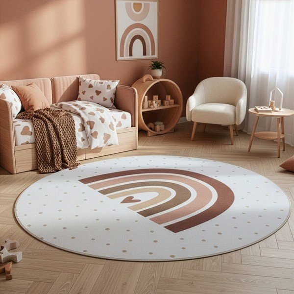 Tappeto per bambini color crema lavabile ø120 cm Coco 1132 – Ayyildiz Carpets-image-1