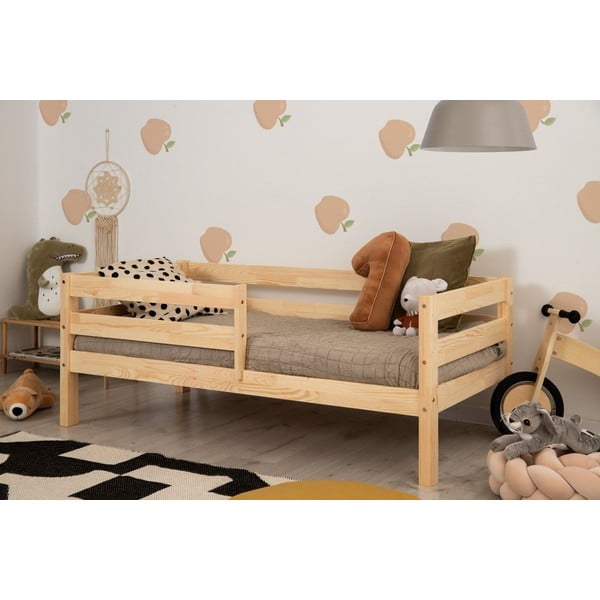 Letto da bambini estraibile di colore naturale in pino massiccio con contenitore con rete inclusa 90x190 cm CPD – Adeko-image-3