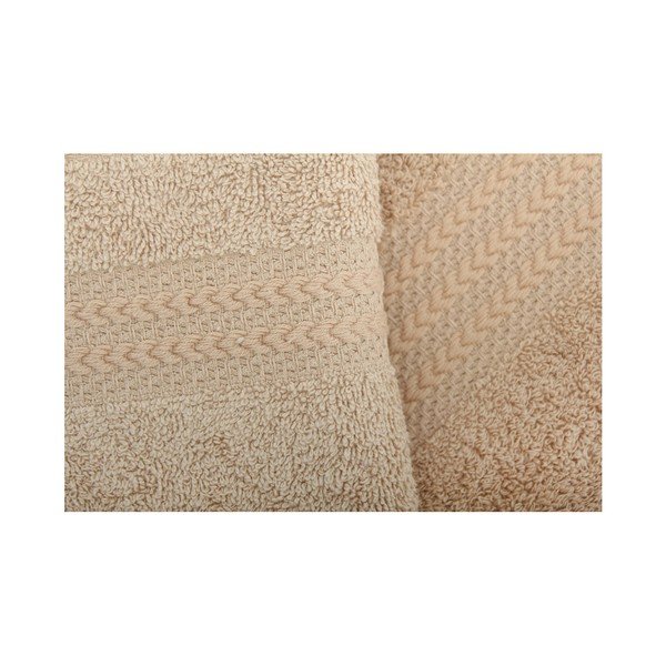 Set di 2 asciugamani e telo da bagno in cotone beige Rainbow - Foutastic-image-1