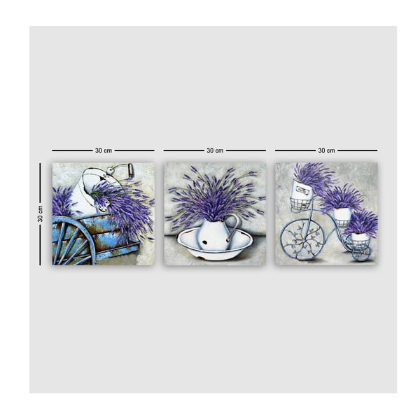 Dipinti in set di 3 pezzi 30x30 cm Lavender - Wallity-image-2
