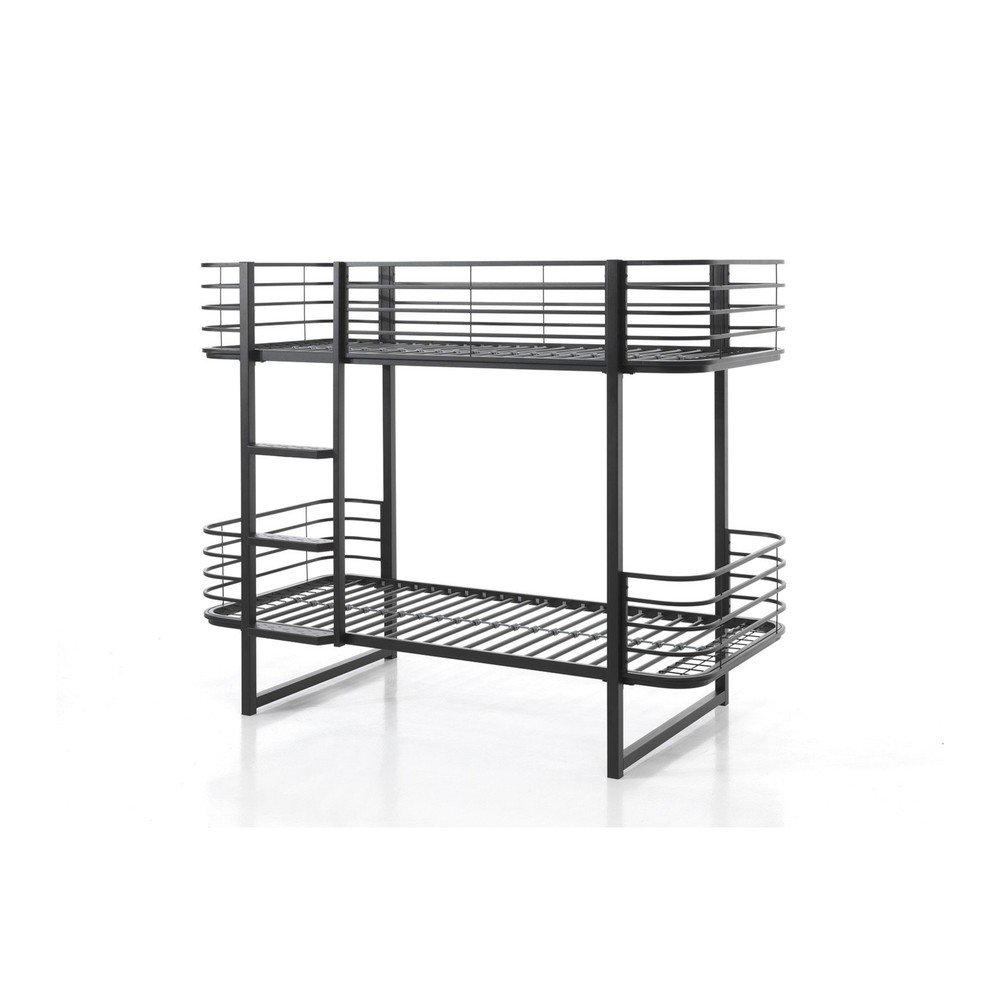 Letto da bambini a castello nero in metallo con rete inclusa 90x200 cm Oscar – Vipack | Letti per bambini