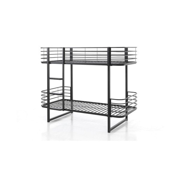 Letto da bambini a castello nero in metallo con rete inclusa 90x200 cm Oscar – Vipack