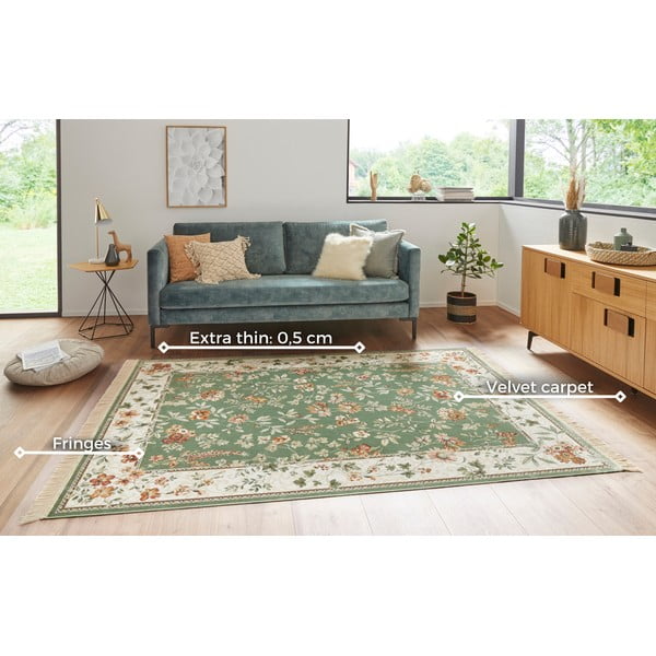 Tappeto in viscosa verde e crema 195x300 cm Oriental - Nouristan-image-3