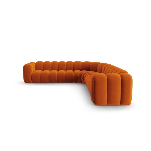 Divano angolare componibile color mattone con rivestimento in velluto Lupine – Micadoni -image-2