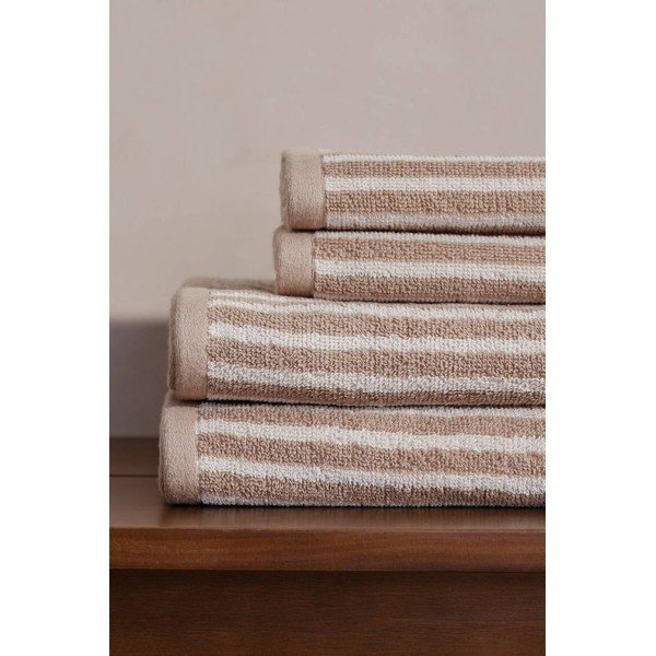 Set di asciugamani per viso e corpo beige/color crema in cotone 4 pz Dixie – Jotex-image-1