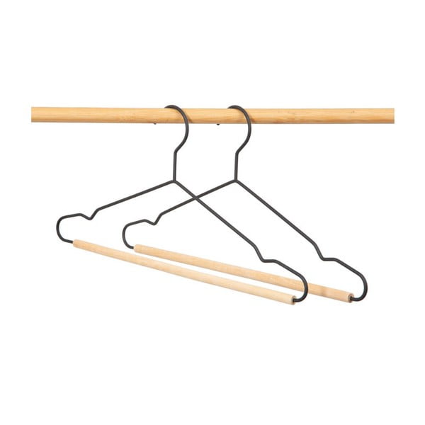 Set di 2 appendiabiti neri con dettaglio in legno Smerigliato - Compactor-image-1