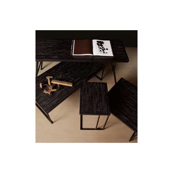 Tavolino nero con piano in teak riciclato Shape Sharing - BePureHome-image-4