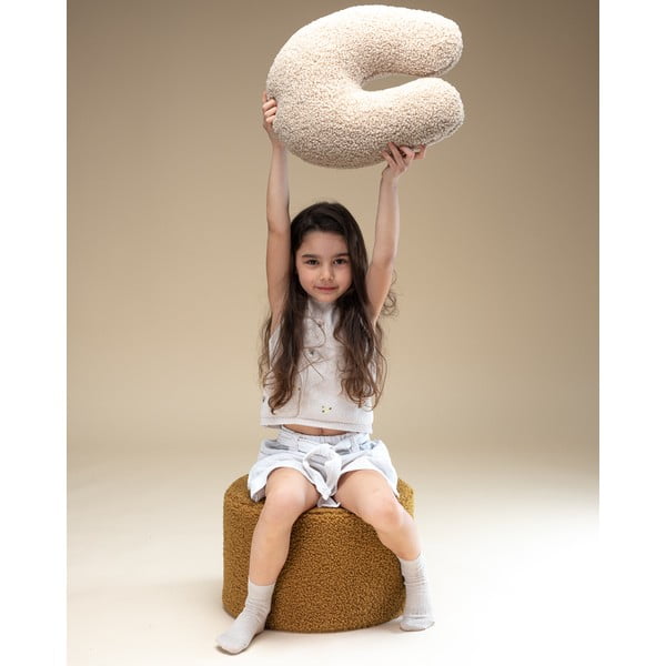 Pouf per bambini marrone con rivestimento in bouclé – Wigiwama-image-4
