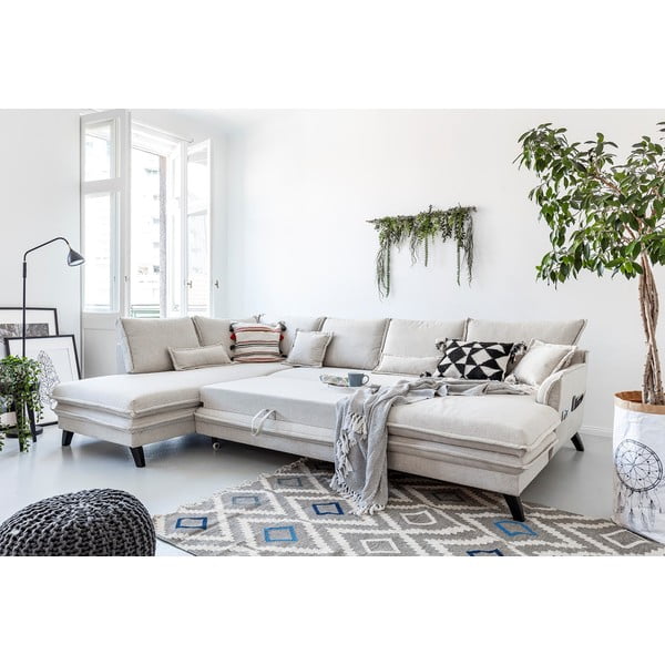 Divano letto a U beige chiaro, angolo sinistro Charming Charlie - Miuform-image-4